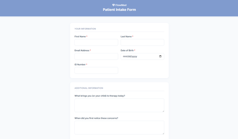 FlowMed patient intake form